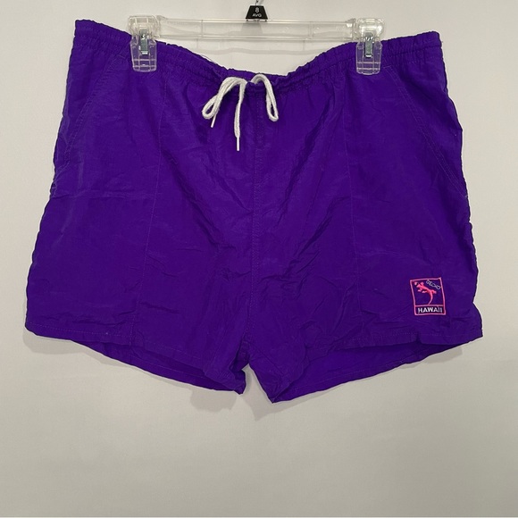 1990s Hawaii Gecko Purple Nylon Swim Shorts - Picture 2 of 5